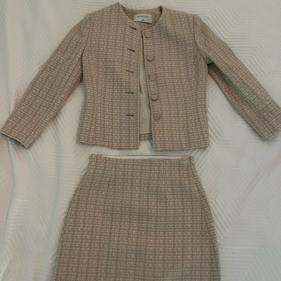 Aritzia Babaton Cream Tweed Blazer + Skirt - Picture 5 of 7